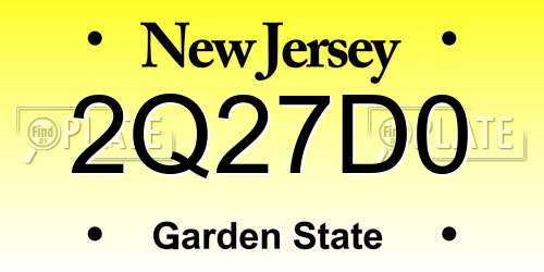 2Q27D0 New Jersey License Plate