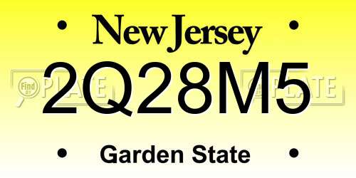 2Q28M5 New Jersey License Plate