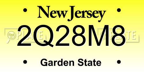 2Q28M8 New Jersey License Plate