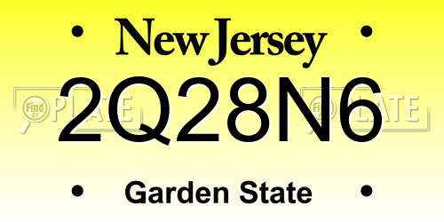 2Q28N6 New Jersey License Plate