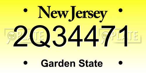 2Q34471 New Jersey License Plate