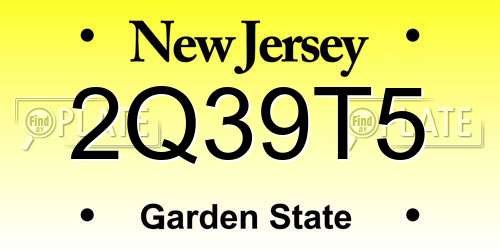 2Q39T5 New Jersey License Plate