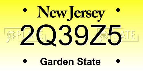 2Q39Z5 New Jersey License Plate