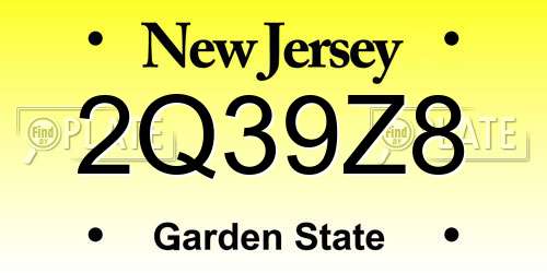 2Q39Z8 New Jersey License Plate