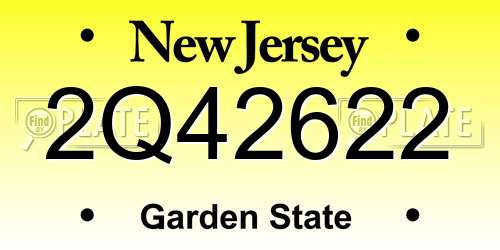 2Q42622 New Jersey License Plate
