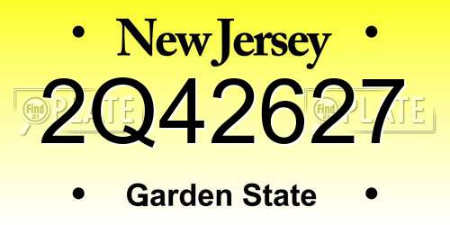 2Q42627 New Jersey License Plate
