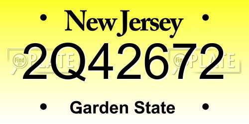 2Q42672 New Jersey License Plate