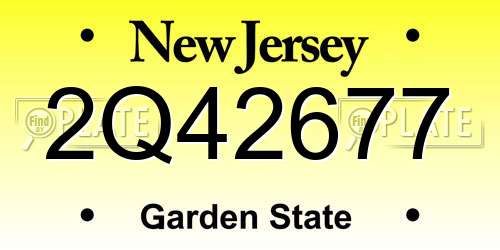 2Q42677 New Jersey License Plate