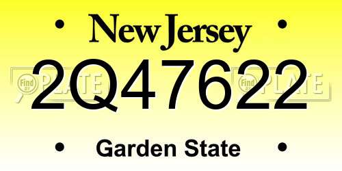 2Q47622 New Jersey License Plate