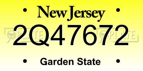 2Q47672 New Jersey License Plate