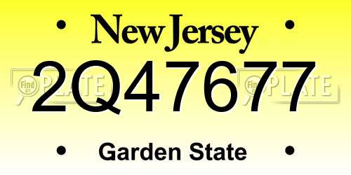 2Q47677 New Jersey License Plate