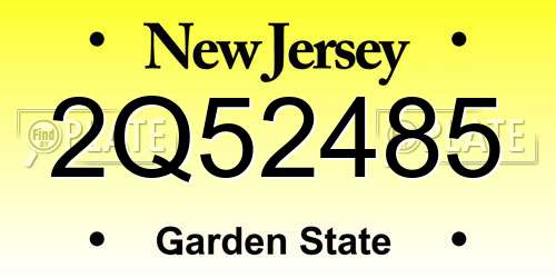 2Q52485 New Jersey License Plate
