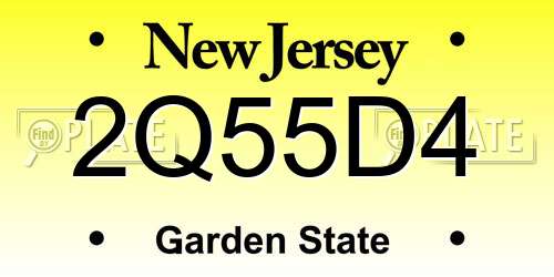 2Q55D4 New Jersey License Plate