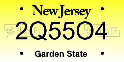 2Q55O4 New Jersey License Plate