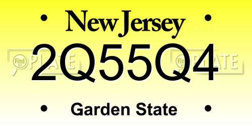 2Q55Q4 New Jersey License Plate