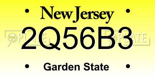 2Q56B3 New Jersey License Plate
