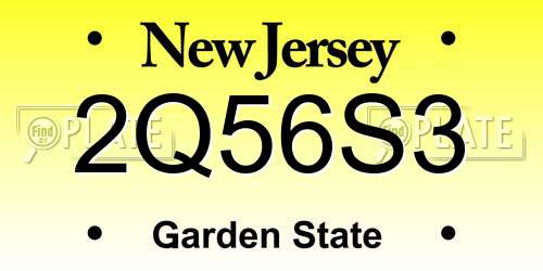 2Q56S3 New Jersey License Plate