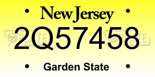 2Q57458 New Jersey License Plate
