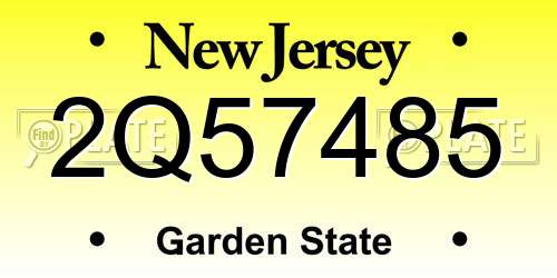 2Q57485 New Jersey License Plate