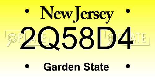 2Q58D4 New Jersey License Plate