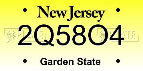 2Q58O4 New Jersey License Plate