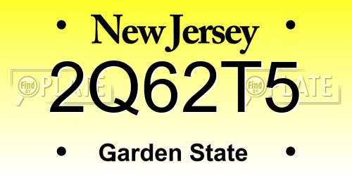 2Q62T5 New Jersey License Plate