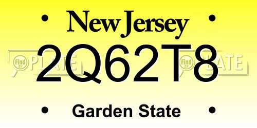 2Q62T8 New Jersey License Plate