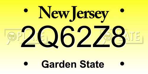 2Q62Z8 New Jersey License Plate