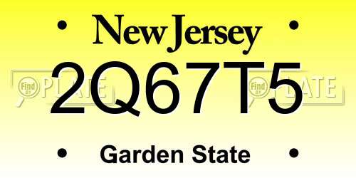 2Q67T5 New Jersey License Plate