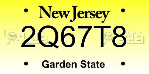 2Q67T8 New Jersey License Plate