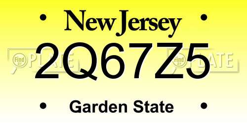 2Q67Z5 New Jersey License Plate