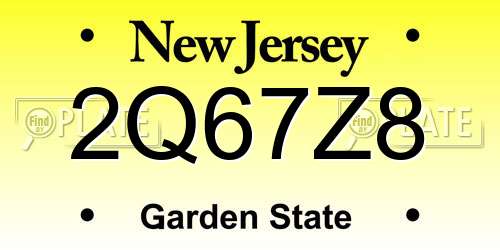 2Q67Z8 New Jersey License Plate