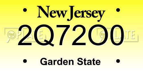 2Q72O0 New Jersey License Plate