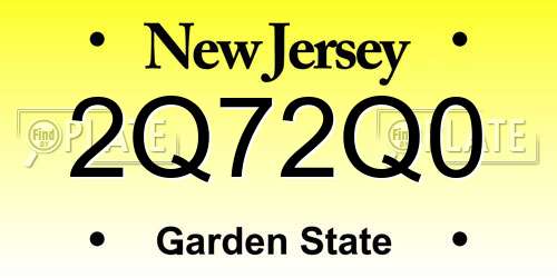 2Q72Q0 New Jersey License Plate