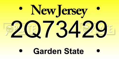 2Q73429 New Jersey License Plate