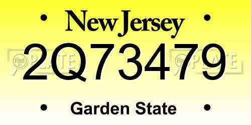 2Q73479 New Jersey License Plate