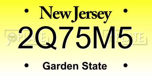 2Q75M5 New Jersey License Plate