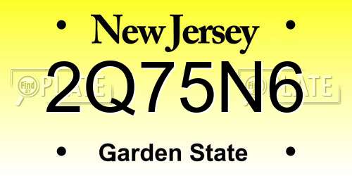 2Q75N6 New Jersey License Plate