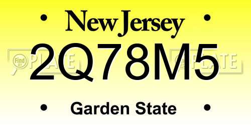 2Q78M5 New Jersey License Plate