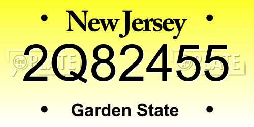 2Q82455 New Jersey License Plate