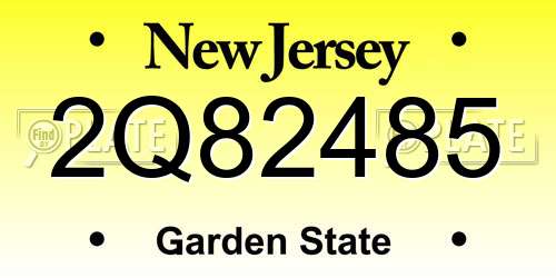 2Q82485 New Jersey License Plate
