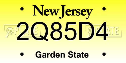 2Q85D4 New Jersey License Plate