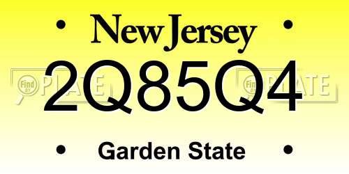2Q85Q4 New Jersey License Plate