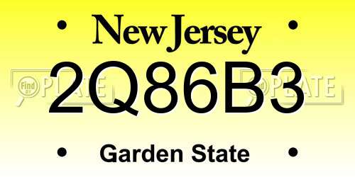 2Q86B3 New Jersey License Plate