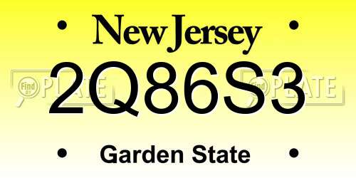 2Q86S3 New Jersey License Plate