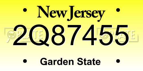 2Q87455 New Jersey License Plate