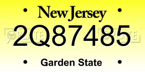 2Q87485 New Jersey License Plate