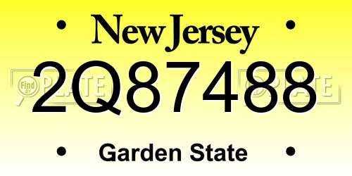 2Q87488 New Jersey License Plate
