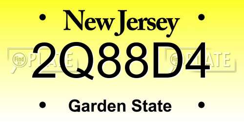 2Q88D4 New Jersey License Plate