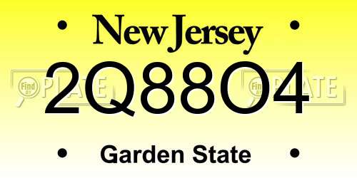2Q88O4 New Jersey License Plate
